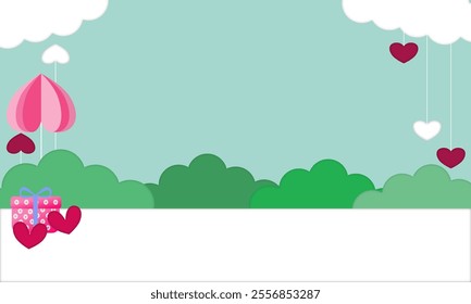 Heart shape with gift box on light green , Happy Valentine's Day background.
