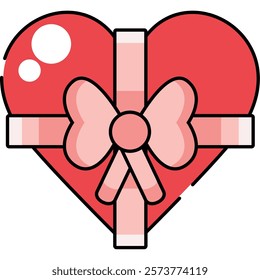 Heart Shape Gift Box Vector Icon Isolated Illustration