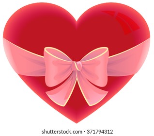 Heart shape gift for valentines day. Isolated on white illustration