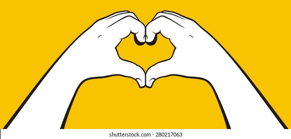 Heart shape girl hands