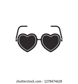  heart shape glasses icon flat black