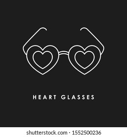 
heart shape glasses icon flat color
