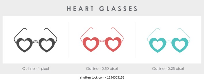 
heart shape glasses icon flat color