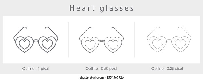
heart shape glasses icon flat color