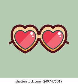 Heart Shape Glasses Icon, Romantic Eyewear, Love Glasses Illustration, Valentine’s Day Accessory, Fashionable Heart Sunglasses.