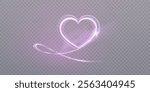 Heart shape glow effect for valentine design. Vibrant purple heart glow effect with light sparkle and highlights.