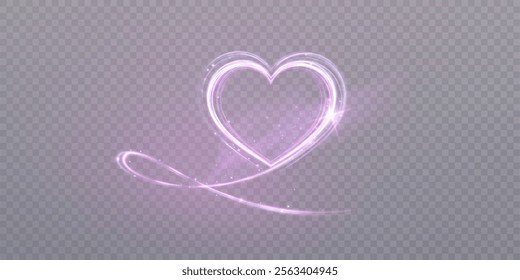 Heart shape glow effect for valentine design. Vibrant purple heart glow effect with light sparkle and highlights.