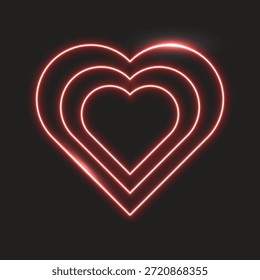 Efecto de resplandor de forma de corazón para el diseño de San Valentín. Efecto de brillo de corazón rojo vibrante.