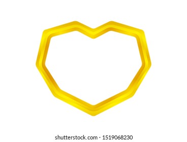 heart shape golden frame isolated on white for copy space, luxury gold frame with shaped heart, cute border frame hearts shape gold for valentines graphic card, heart shape golden texture for greeting