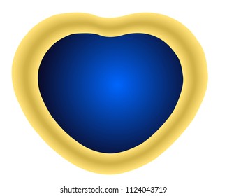 Heart shape Golden locket with blue crystal gem stone isolated against white background 3D vector illustration