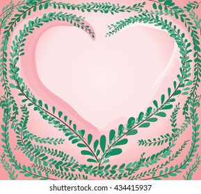 heart shape in green pastel leafs Coat buttons , Mexican daisy background vector EPS10