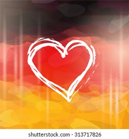 Heart shape in grunge style on Germany flag background. Independence Day vector concept.