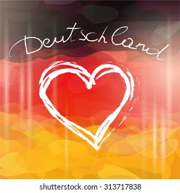 Heart shape in grunge style on Germany flag background. Independence Day vector concept.