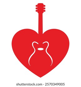 heart shape guitar valentine day vector