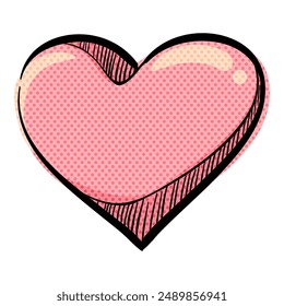 Heart shape halftone icon hand drawn color vector illustration