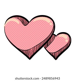 Heart shape halftone icon hand drawn color vector illustration