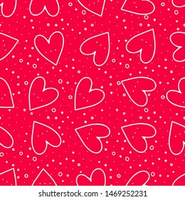 Heart shape hand drawn doodle style colorful seamless pattern. Vector illustration for wrapping, wallpaper or textile design.