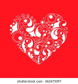 Heart shape with hand drawn ornament inside. Vector illustration