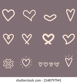 Heart shape hand drawn vector and illustration, Valentine's Day, Wedding card.