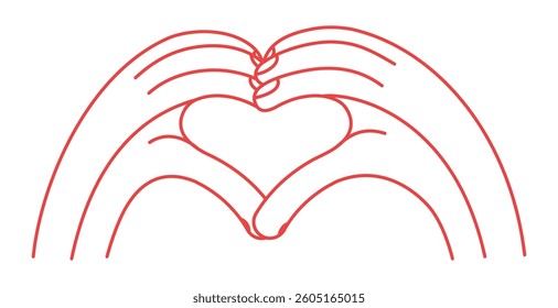 Heart shape. Hand gesture doodle icon. Contour vector illustration