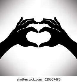 Heart shape hand Valentine’s illustration with space for your text 