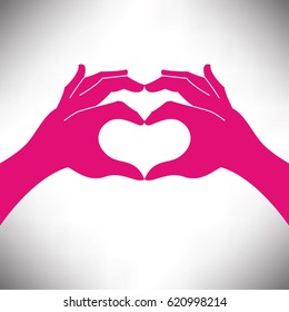 Heart shape hand Valentine’s illustration with space for your text 