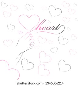 heart shape and hand pattern design for love symbols. - Vector