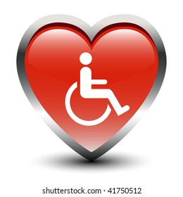 Heart Shape Handicapped Sign Icon