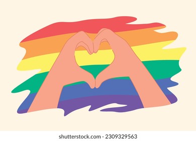 Handgestelle mit Regenbogen-Streifen für LGBT Gay Pride Concept Illustration