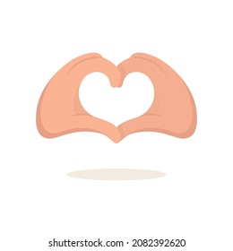 Heart shape hands. Hands showing heart symbol. Cartoon style, hand drawn vector illustration. Part of set.