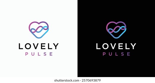 Heart shape and heartbeat wave vector logo design with modern, simple, clean and abstract style. Icons for business, health care, sports and personal branding.