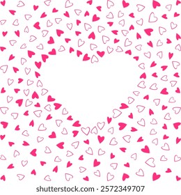 Heart shape hearts Abstract frame background Copy space Template. St Valentines Day greeting design