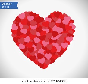 Heart shape from hearts.Vector illustration.