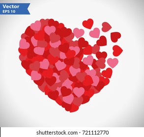 Heart shape from hearts.Vector illustration.