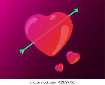 Heart shape hit by arrow
