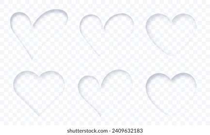 Heart shape holes through transparent background. Blank space for text. Vector illustration.