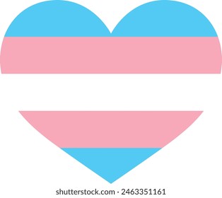 heart shape with horizontal striped transgender color inside, heart icon vector illustration.