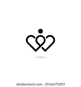 Vetor de ícone de abraço em forma de coração. Parents Love Heart Icon modelo de vetor