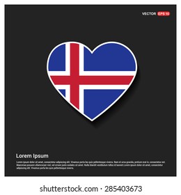 Heart Shape Iceland Flag