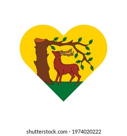 heart shape icon with berkshire flag. isolated on white background. sticker, print, decorative, banner