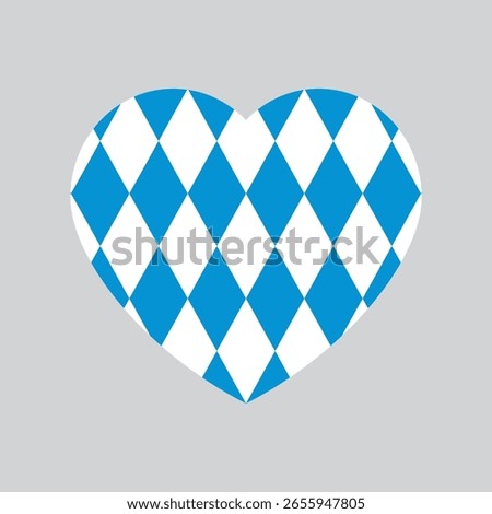 Heart shape icon with blue and white diamond pattern as the color of Bavarian flag for Oktoberfest

