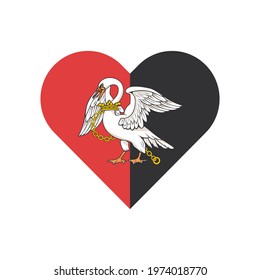 heart shape icon with buckinghamshire flag. isolated on white background. sticker, print, decorative, banner