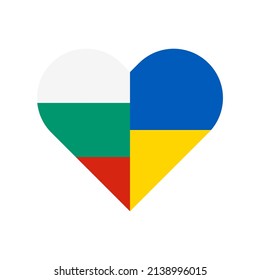 heart shape icon with bulgaria and ukraine flag. vector illustration isolated on white background	