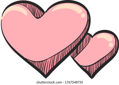 Heart shape icon in color drawing. Couple wedding valentine engagement.