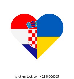 heart shape icon with croatia and ukraine flag. vector illustration isolated on white background