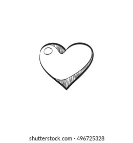 Heart shape icon in doodle sketch lines.