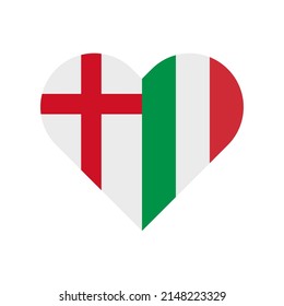 heart shape icon with england and italy flags. vector illustration isolated on white background