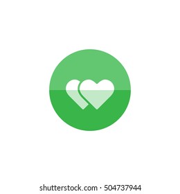 Heart shape icon in flat color circle style. Couple wedding valentine engagement.