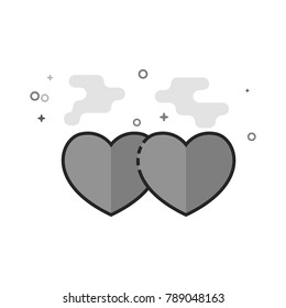 Heart shape icon in flat outlined grayscale style. Vector illustration.