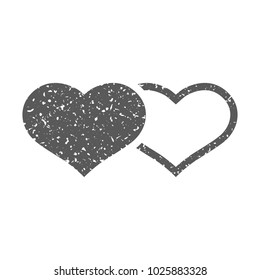 Heart shape icon in grunge texture. Vintage style vector illustration.